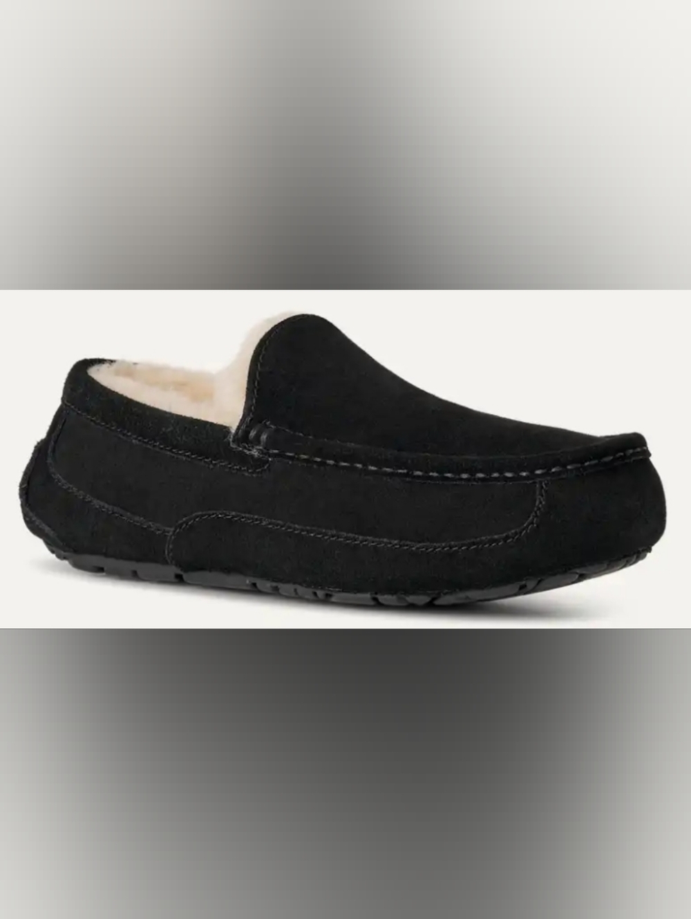 UGG Ascot Black Moccasin Suede Slippers Men's Size 8 NWOT MSRP $119.95